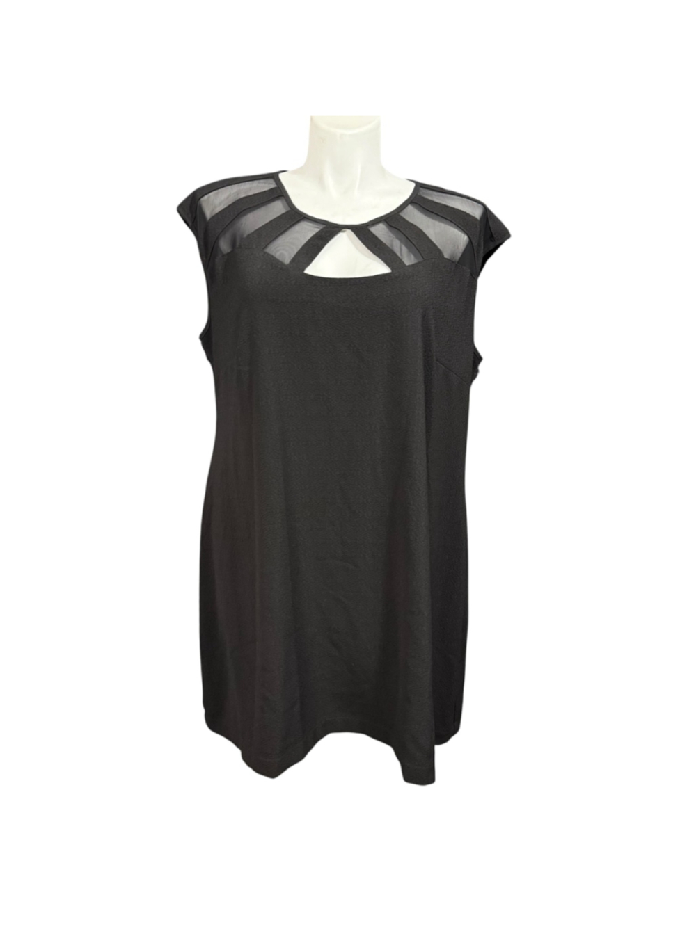City‎ Chic Black Mesh Yoke Sheath Dress Keyhole Neck Plus Size XL NWT